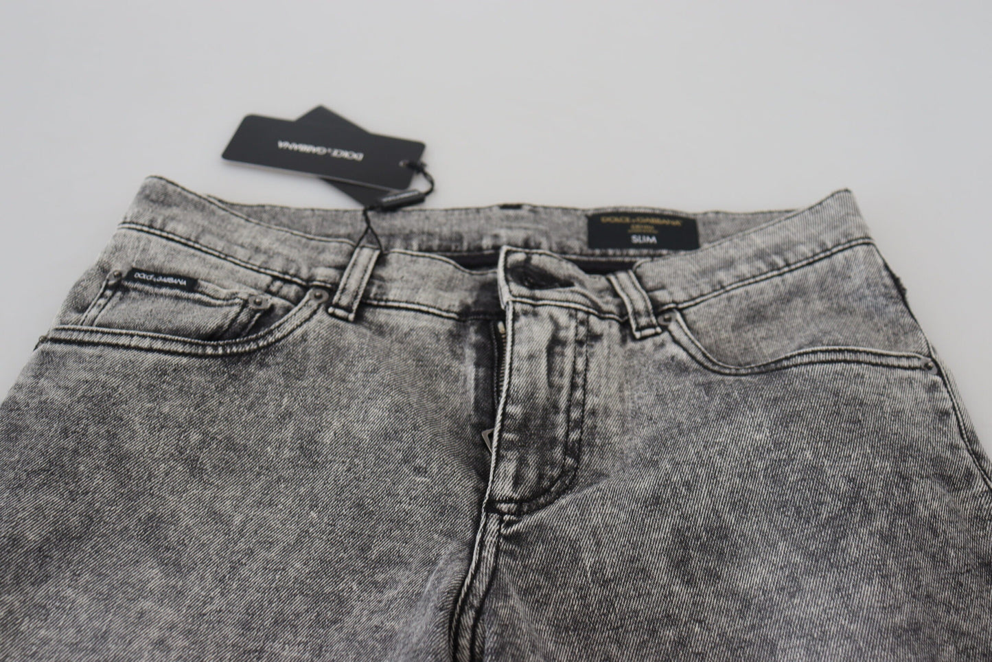 Dolce & Gabbana Grey Washed Cotton Slim Fit Men Denim Men's Jeans