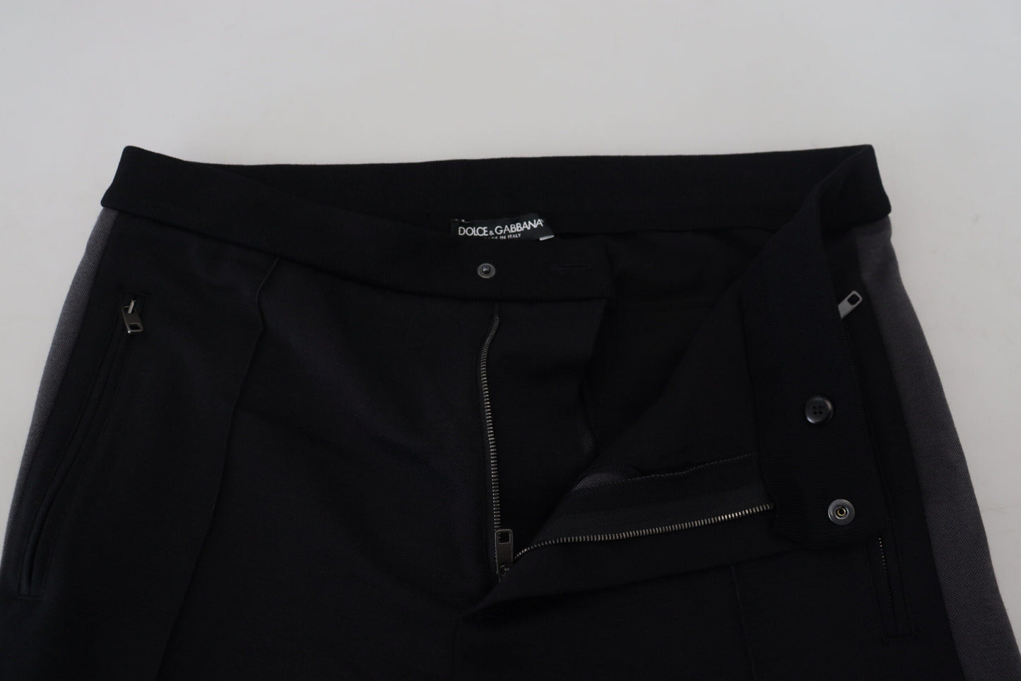 Dolce & Gabbana Black Wool Horseshoe Jogger Men's Pants