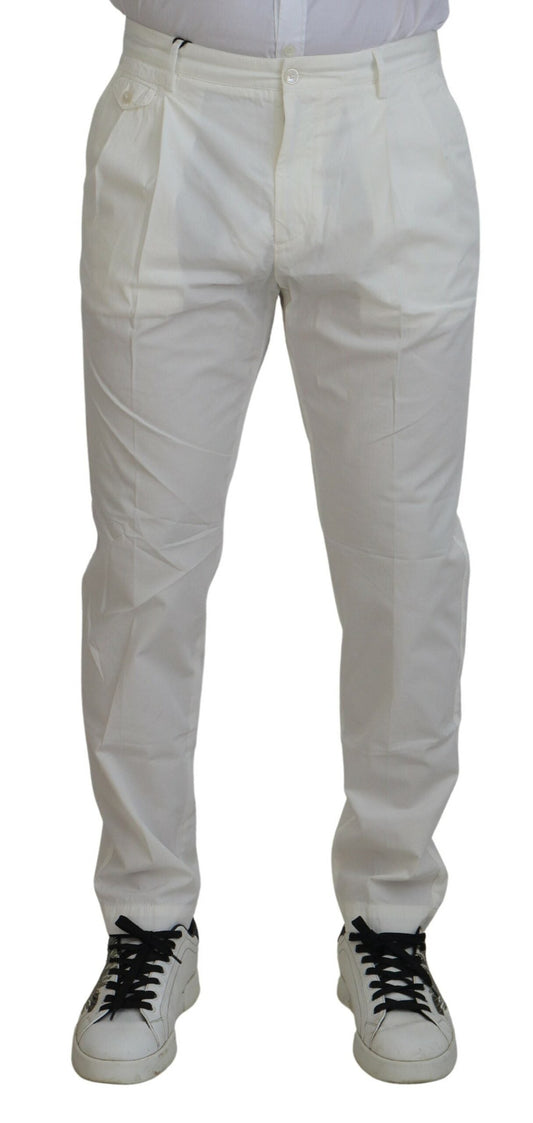 Dolce & Gabbana White Cotton Skinny Chino Men's Pants