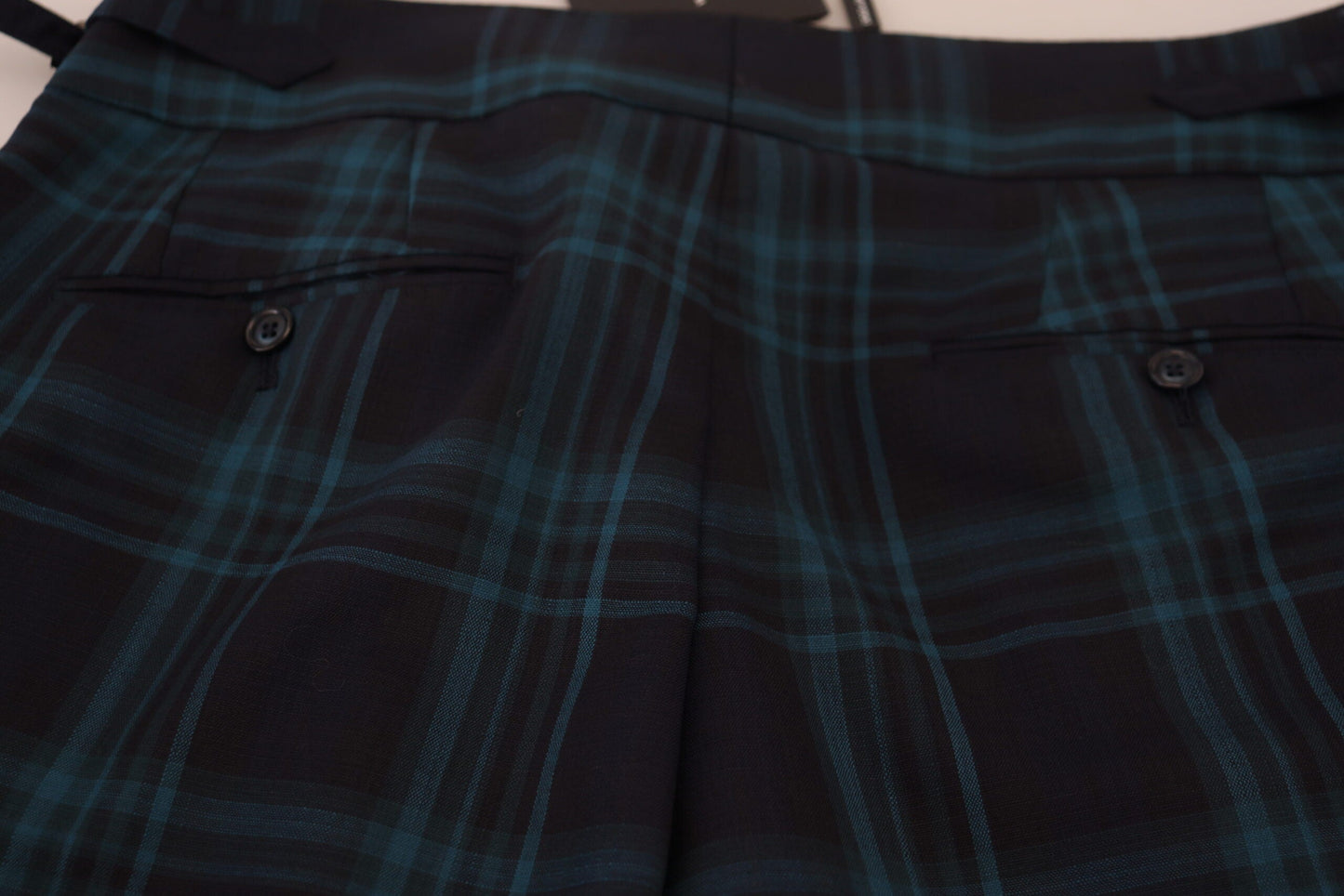 Dolce & Gabbana Blue Purple Plaid Wool Trousers Men's Pants