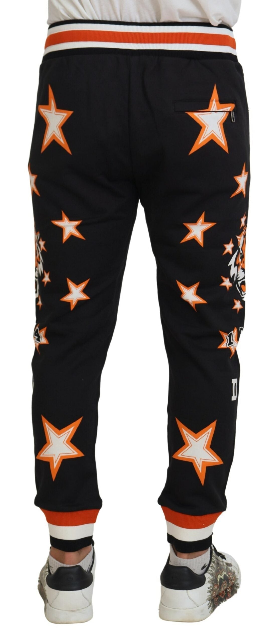 Dolce & Gabbana Black Orange Star Trousers Sport Men's Pants