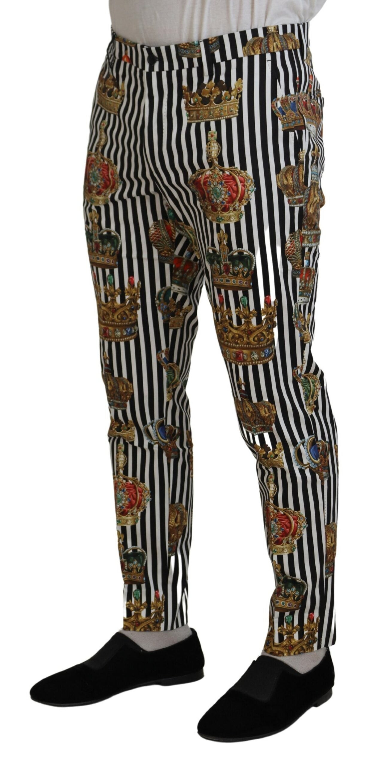 Dolce & Gabbana White Cotton Stretch Crown Trouser Men's Pants