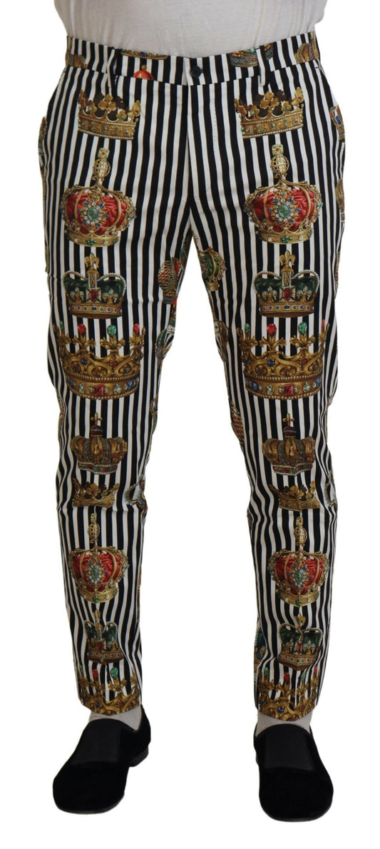 Dolce & Gabbana White Cotton Stretch Crown Trouser Men's Pants