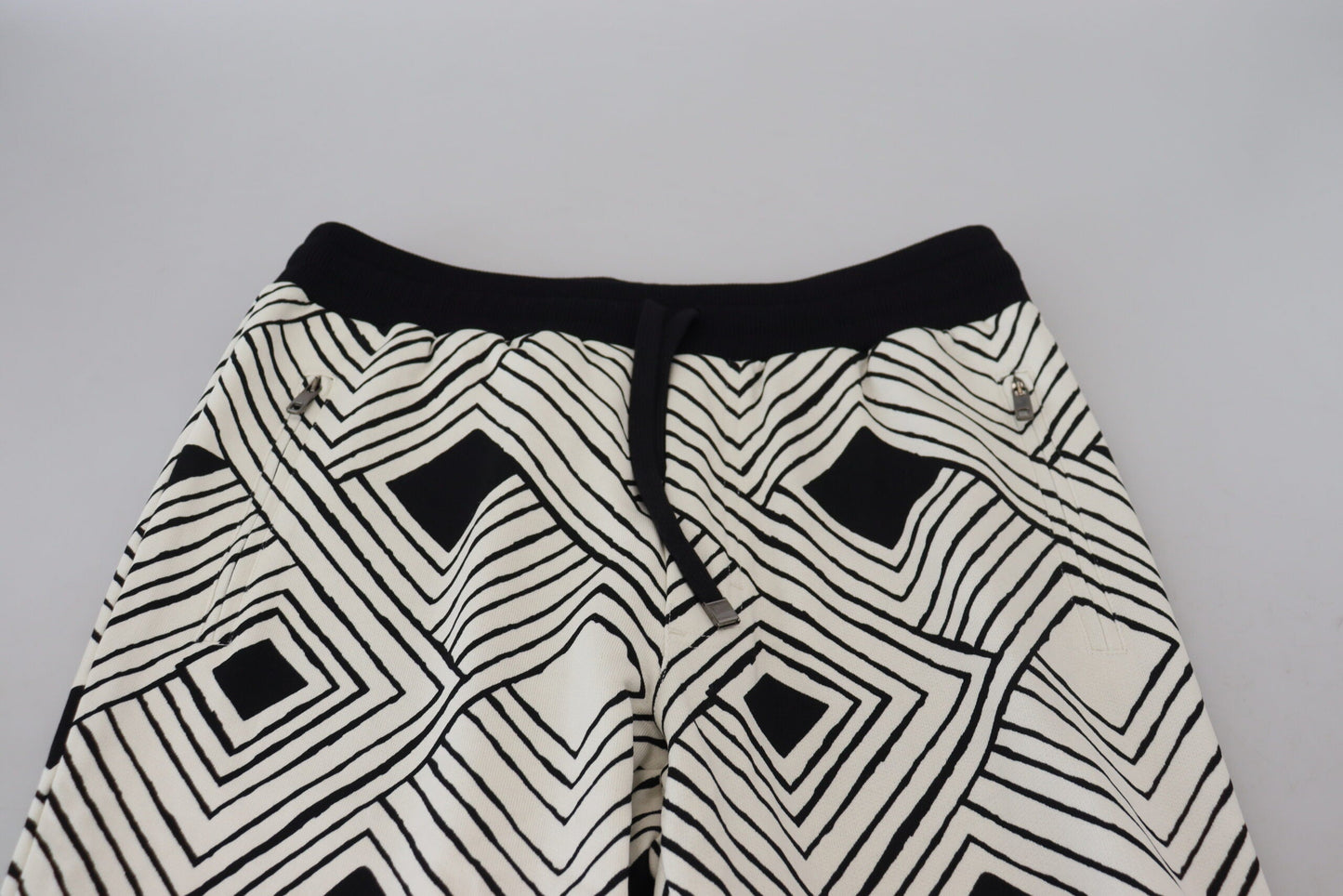 Dolce & Gabbana Black White Cotton Trousers Sport Men's Pants