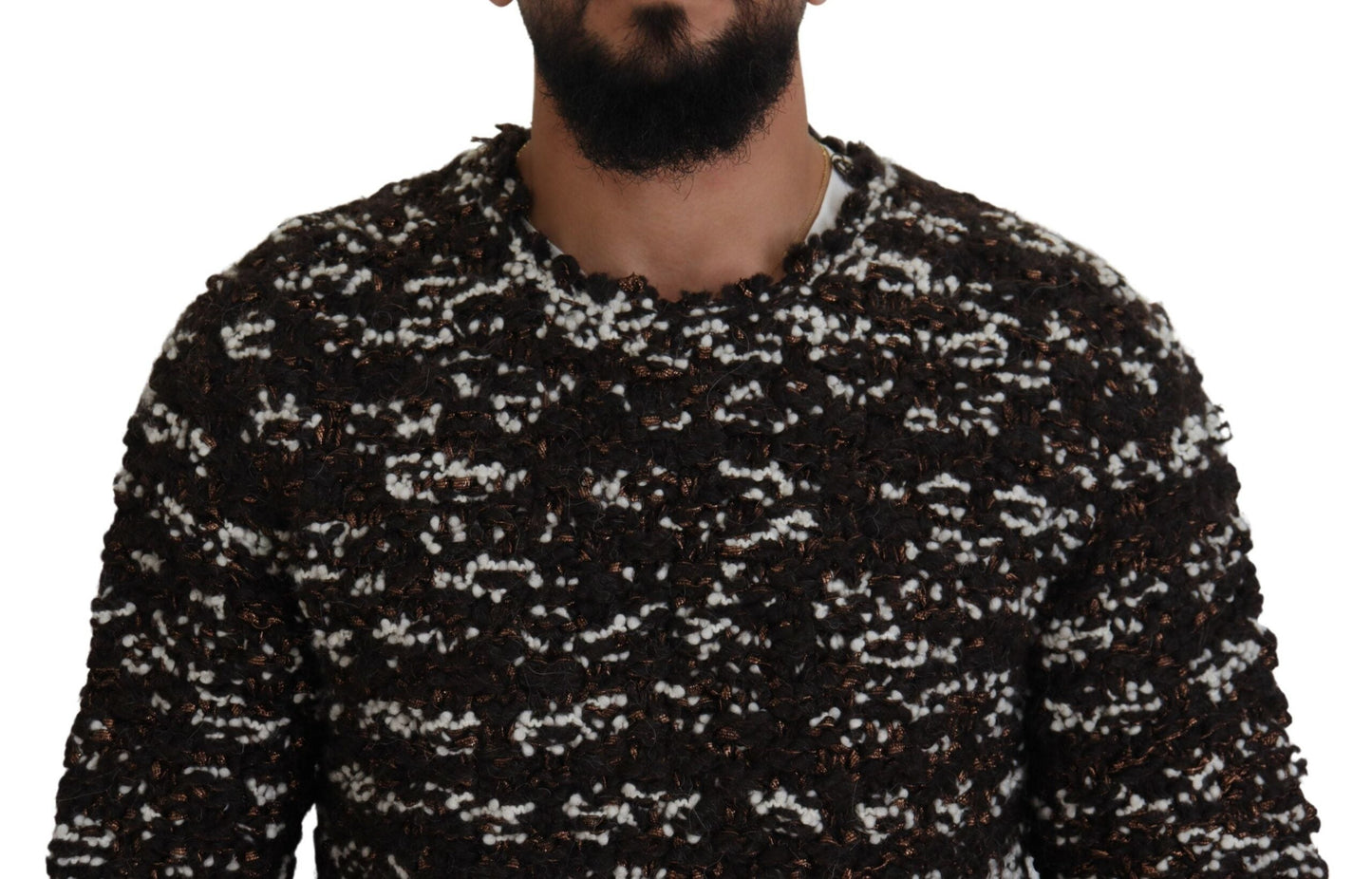 Dolce & Gabbana Brown Knitted Wool Fatto A Mano Men's Sweater