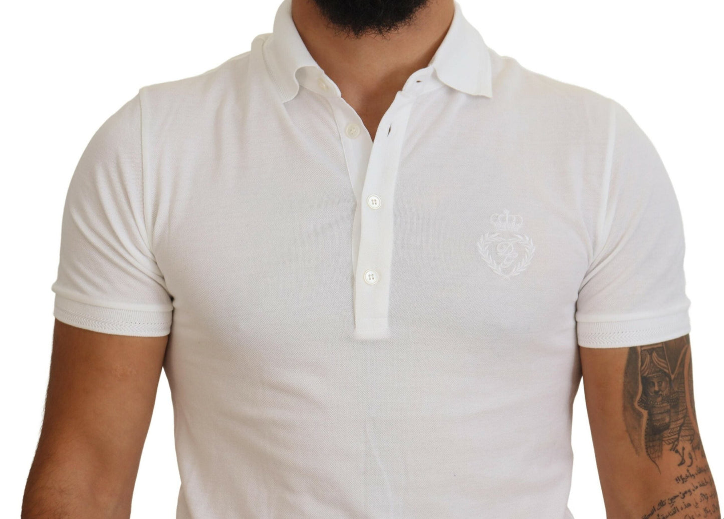Dolce & Gabbana White Cotton Logo Short Sleeve Polo Men's T-shirt