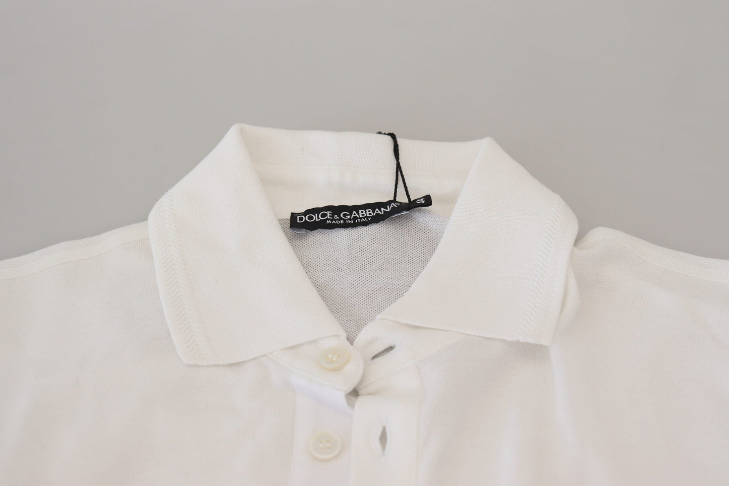 Dolce & Gabbana White Cotton Logo Short Sleeve Polo Men's T-shirt