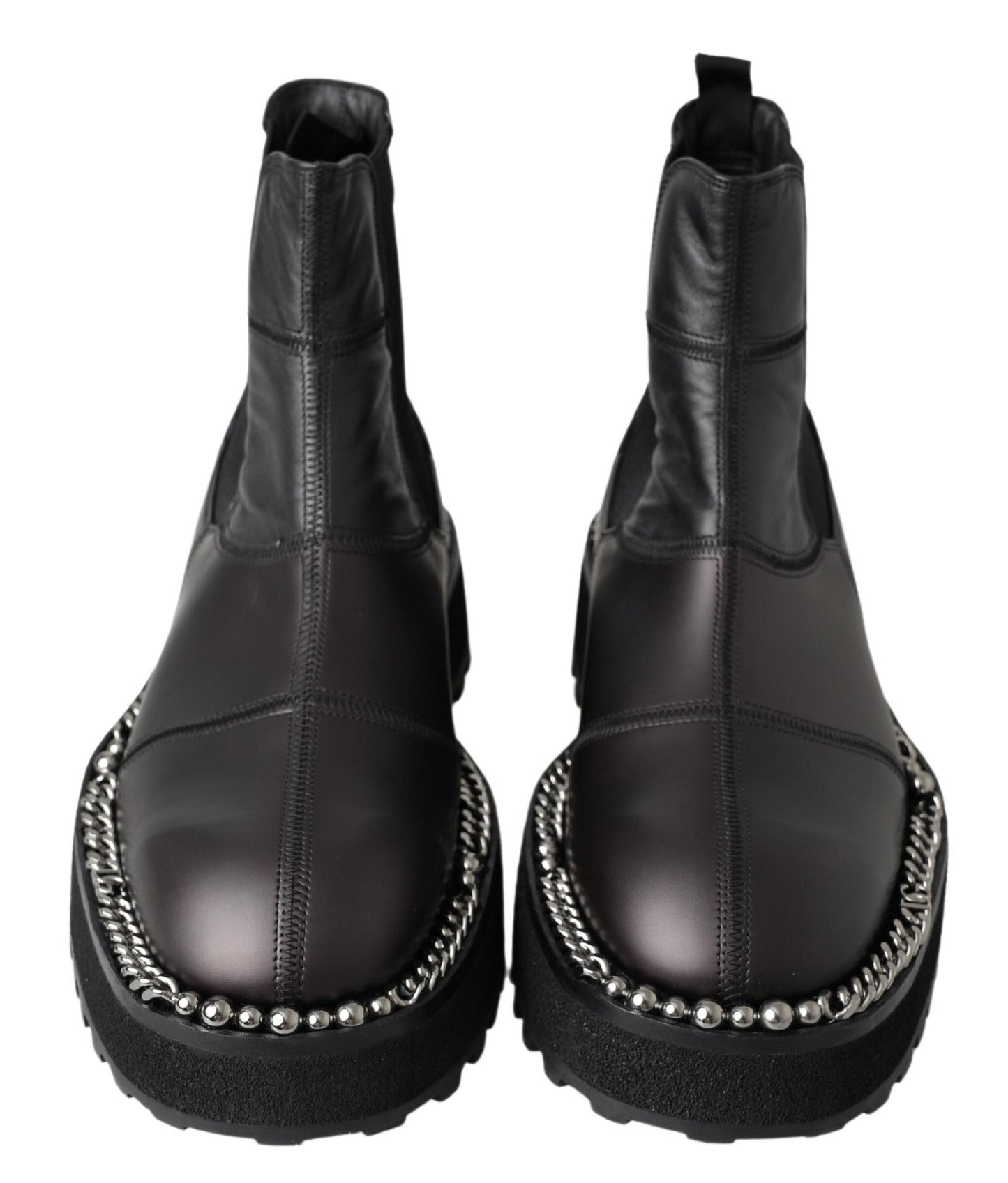 Dolce & Gabbana Black Leather Slip on Stretch Men's Boots