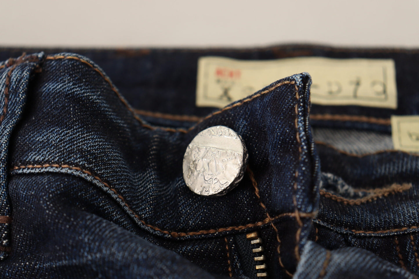 Acht Blue Washed Cotton Low Waist Skinny Denim Women's Jeans