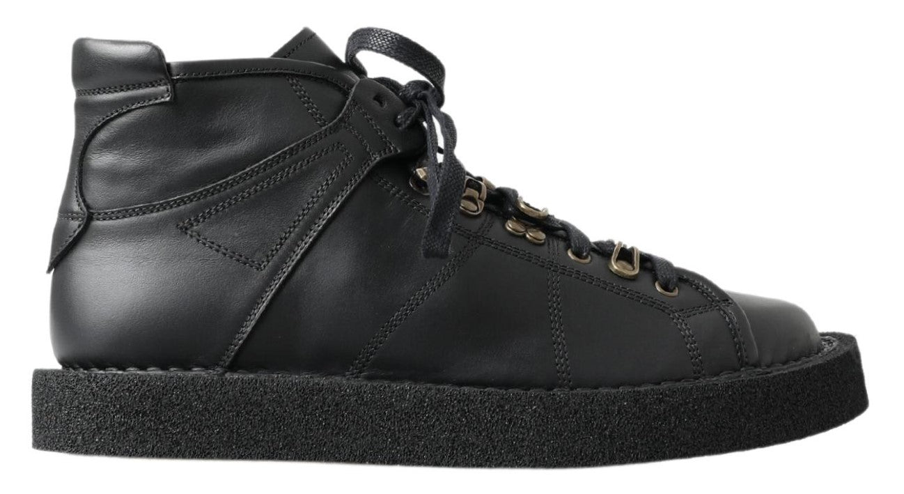 Dolce & Gabbana Black Leather Slip on Stretch Men's Boots