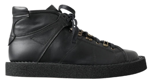 Dolce & Gabbana Black Leather Slip on Stretch Men's Boots