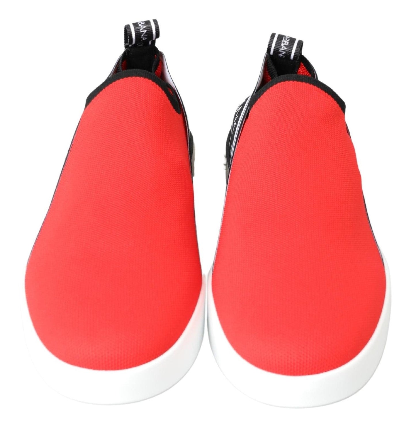 Dolce & Gabbana Red White Flat Sneakers Loafers Men's Shoes