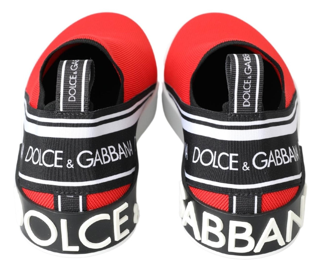 Dolce & Gabbana Red White Flat Sneakers Loafers Men's Shoes