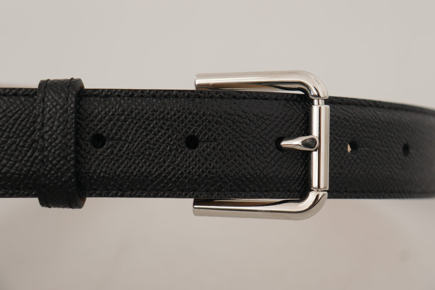 Dolce & Gabbana Black Calf Leather Brown Backend Metal Buckle Men's Belt