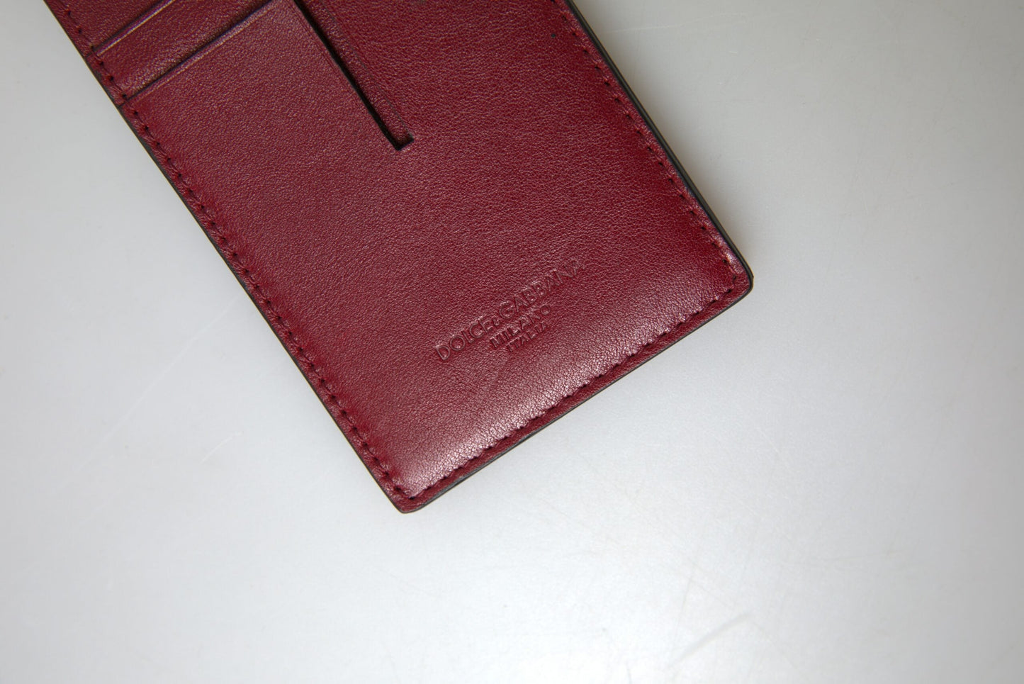 Dolce & Gabbana Red Leather Lanyard Logo Slim Card Holder Men Men's Wallet