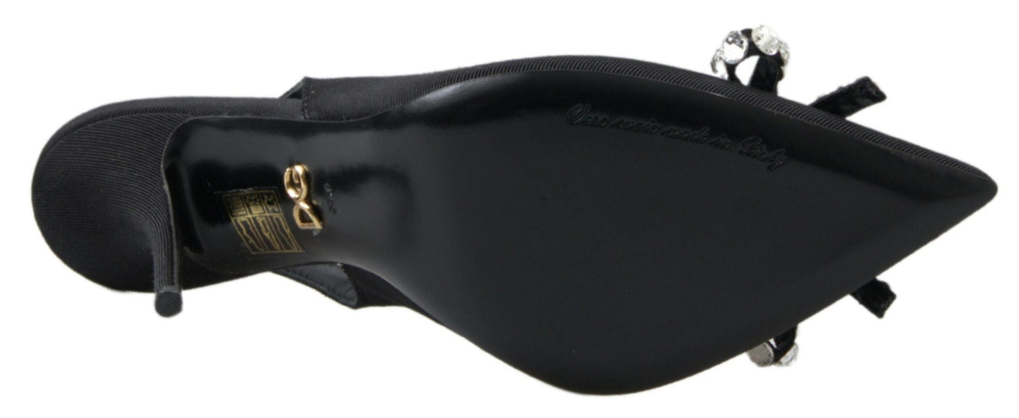 Dolce & Gabbana Black Crystal Embellished Slingback Heel Women's Shoes
