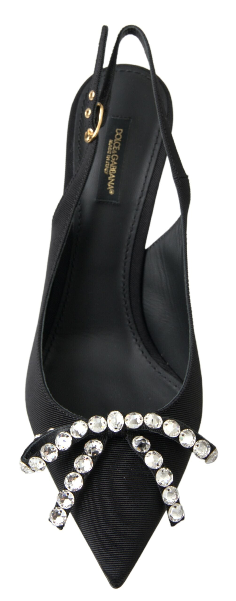 Dolce & Gabbana Black Crystal Embellished Slingback Heel Women's Shoes