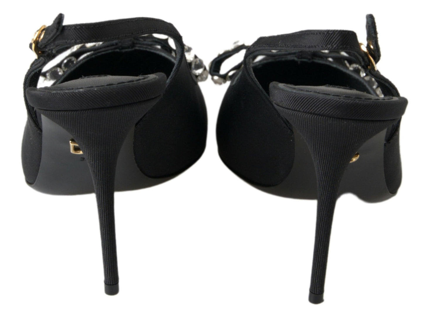 Dolce & Gabbana Black Crystal Embellished Slingback Heel Women's Shoes