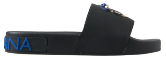 Dolce & Gabbana Black Slides Sandals Beach Saint Barth Women's Shoes