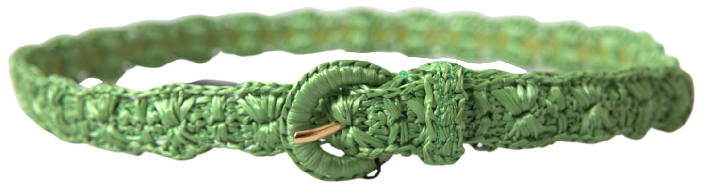 Dolce & Gabbana Green Viscose Weaved Skinny Waist Women's Belt