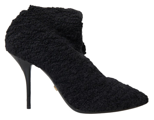 Dolce & Gabbana Black Stiletto Heels Mid Calf Women's Boots
