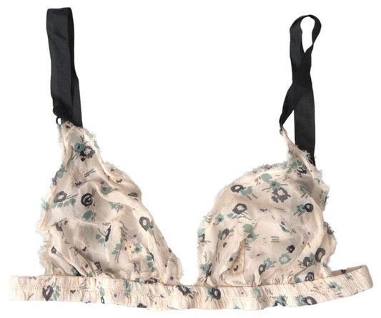 Costume National Beige Floral Underwear Bikini Women's Bra