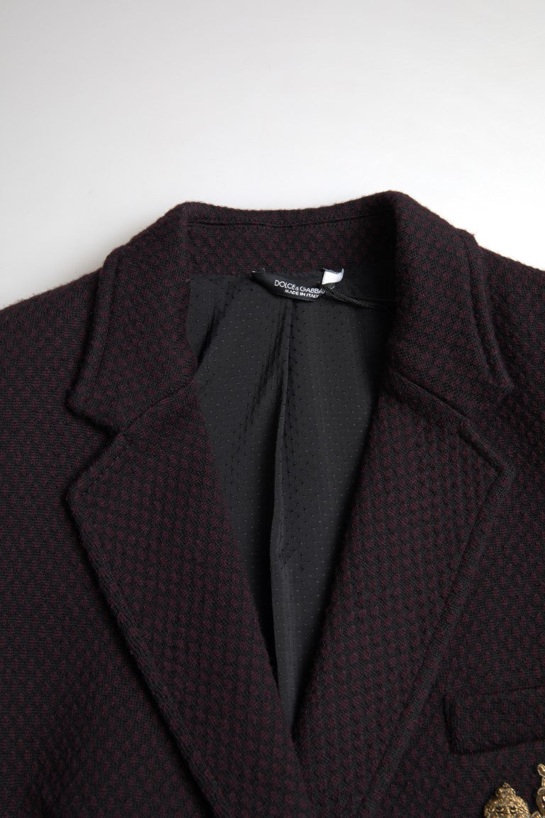 Dolce & Gabbana Purple Logo Embroidery Double Breasted Men's Blazer