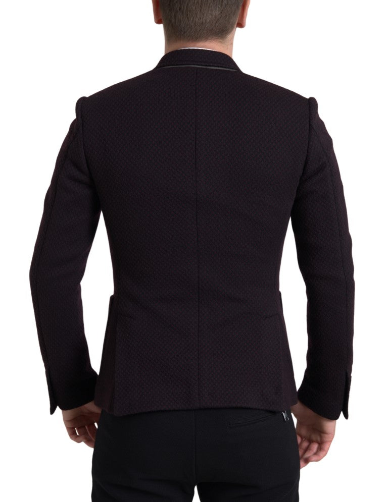 Dolce & Gabbana Purple Logo Embroidery Double Breasted Men's Blazer