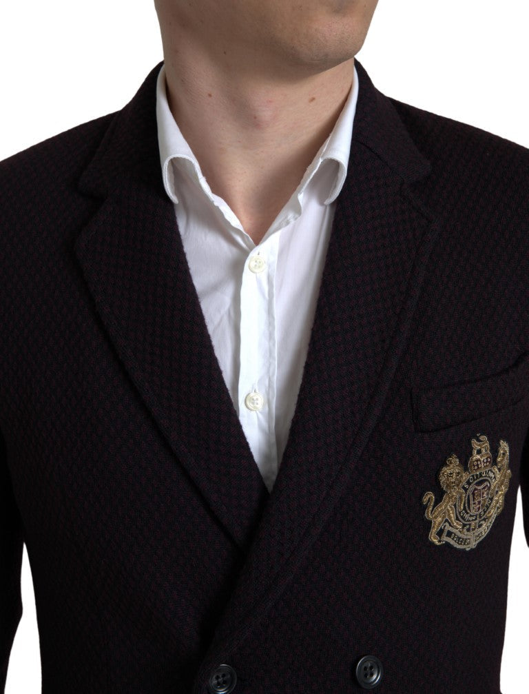 Dolce & Gabbana Purple Logo Embroidery Double Breasted Men's Blazer