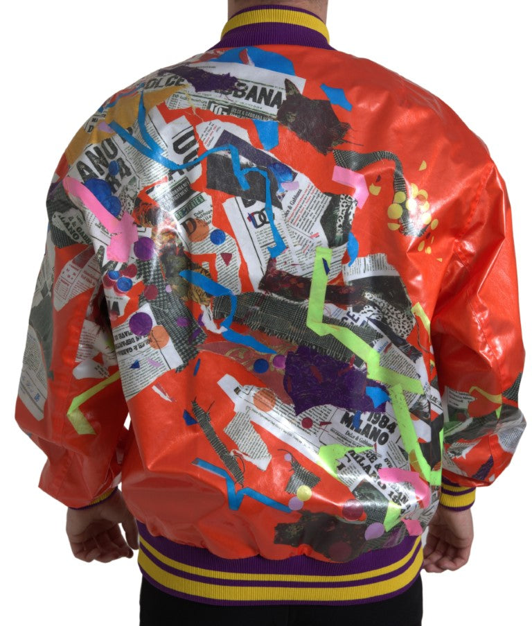 Dolce & Gabbana Orange Polyester Button Blouson Men's Jacket