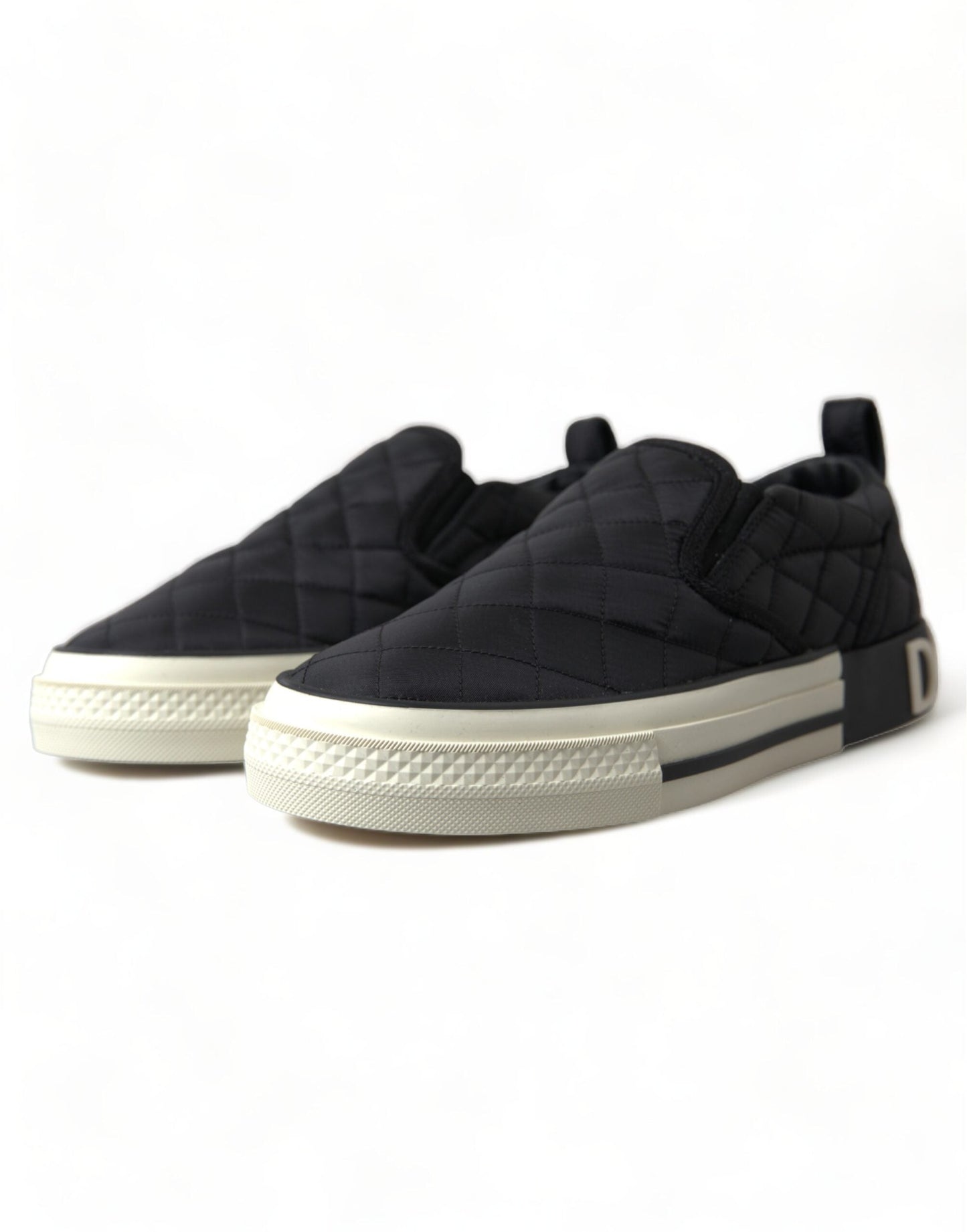 Dolce & Gabbana Black Quilted Slip On Low Top Sneakers Women's Shoes