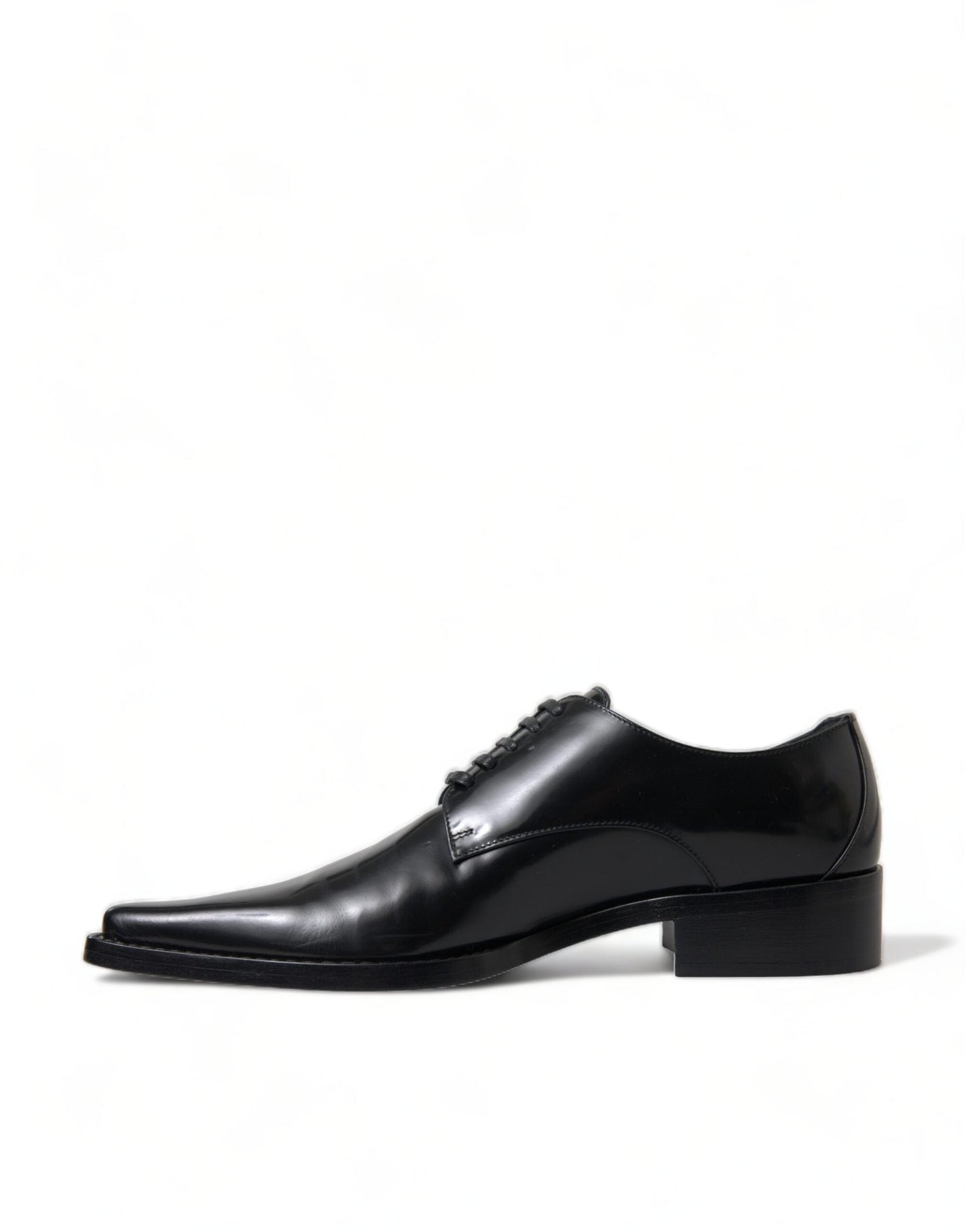 Dolce & Gabbana Black Leather Lace Up Formal Flats Women's Shoes