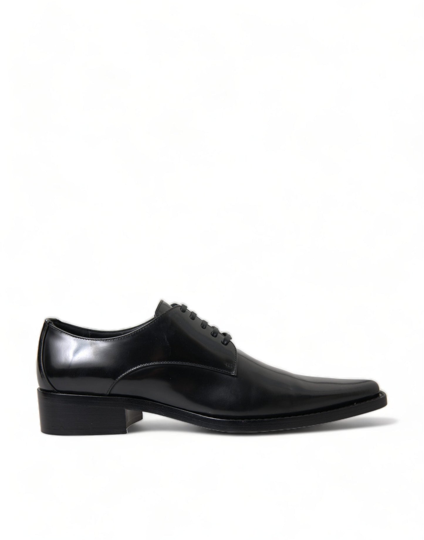 Dolce & Gabbana Black Leather Lace Up Formal Flats Women's Shoes