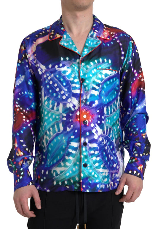 Dolce & Gabbana Multicolor Silk Psychedelic Print Men Pajama Men's Shirt