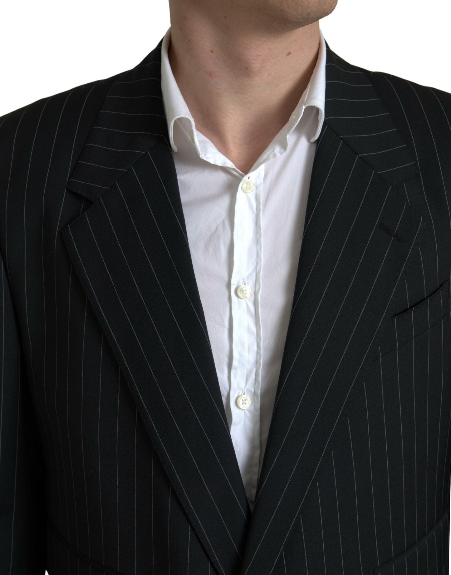 Dolce & Gabbana Black Stripe Single Breasted SICILIA Men's Blazer