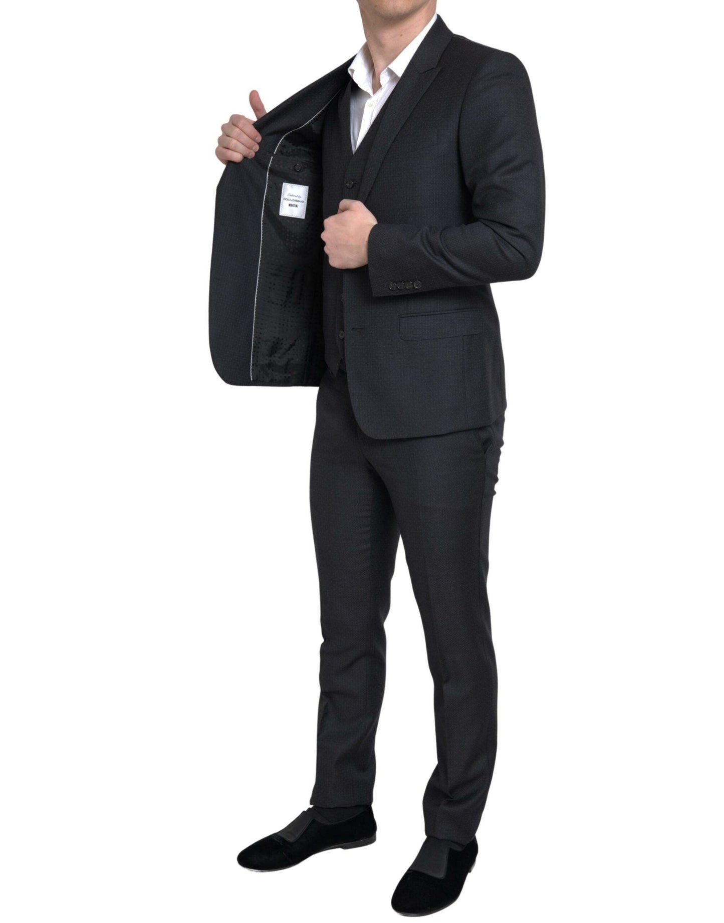 Dolce & Gabbana Black 3 Piece Single Breasted MARTINI Men's Suit