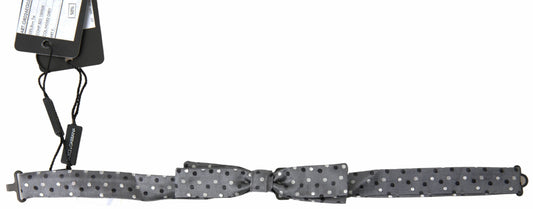Dolce & Gabbana Gray Polka Dot Silk Adjustable Men Neck Papillon Bow Men's Tie