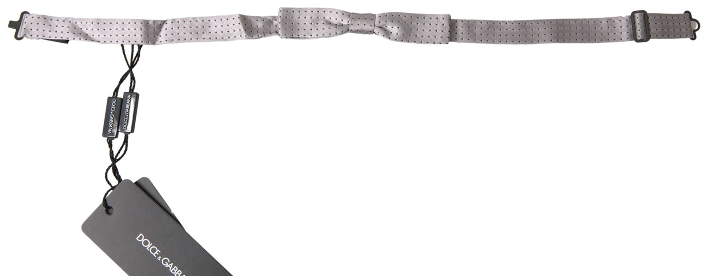Dolce & Gabbana Gray Dotted Silk Adjustable Men Neck Papillon Bow Men's Tie