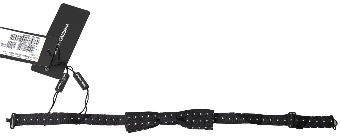 Dolce & Gabbana Black Polka Dot Silk Adjustable Men Neck Papillon Bow Men's Tie