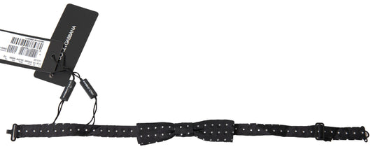Dolce & Gabbana Black Polka Dot Silk Adjustable Men Neck Papillon Bow Men's Tie