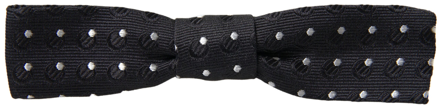 Dolce & Gabbana Black Polka Dot Silk Adjustable Men Neck Papillon Bow Men's Tie