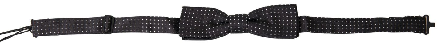 Dolce & Gabbana Black Polka Dot Silk Adjustable Men Neck Papillon Bow Men's Tie