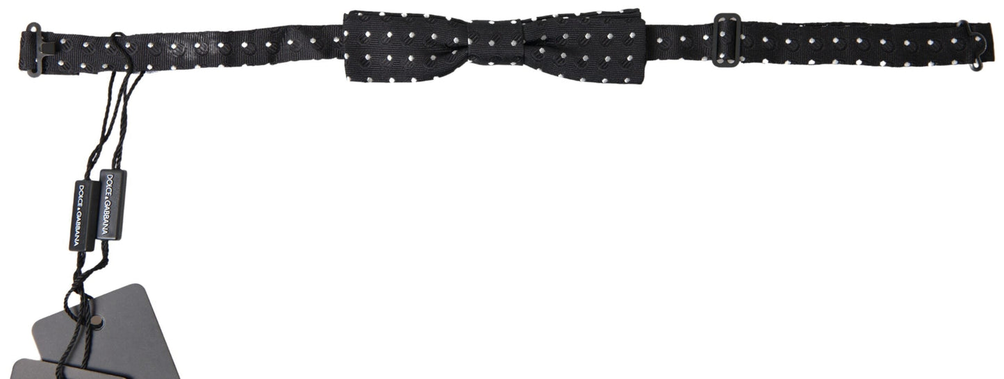 Dolce & Gabbana Black Polka Dot Silk Adjustable Men Neck Papillon Bow Men's Tie