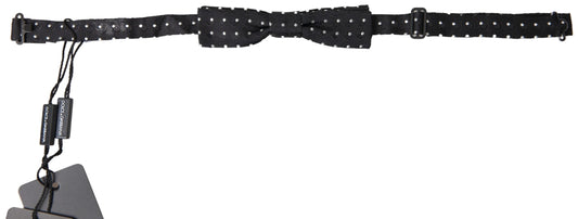 Dolce & Gabbana Black Polka Dot Silk Adjustable Men Neck Papillon Bow Men's Tie
