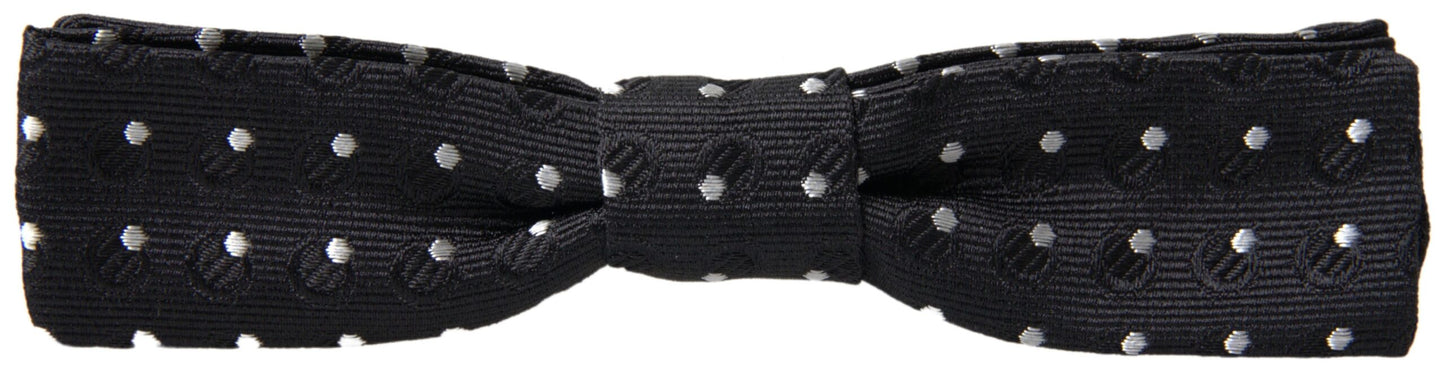 Dolce & Gabbana Black Polka Dot Silk Adjustable Men Neck Papillon Bow Men's Tie