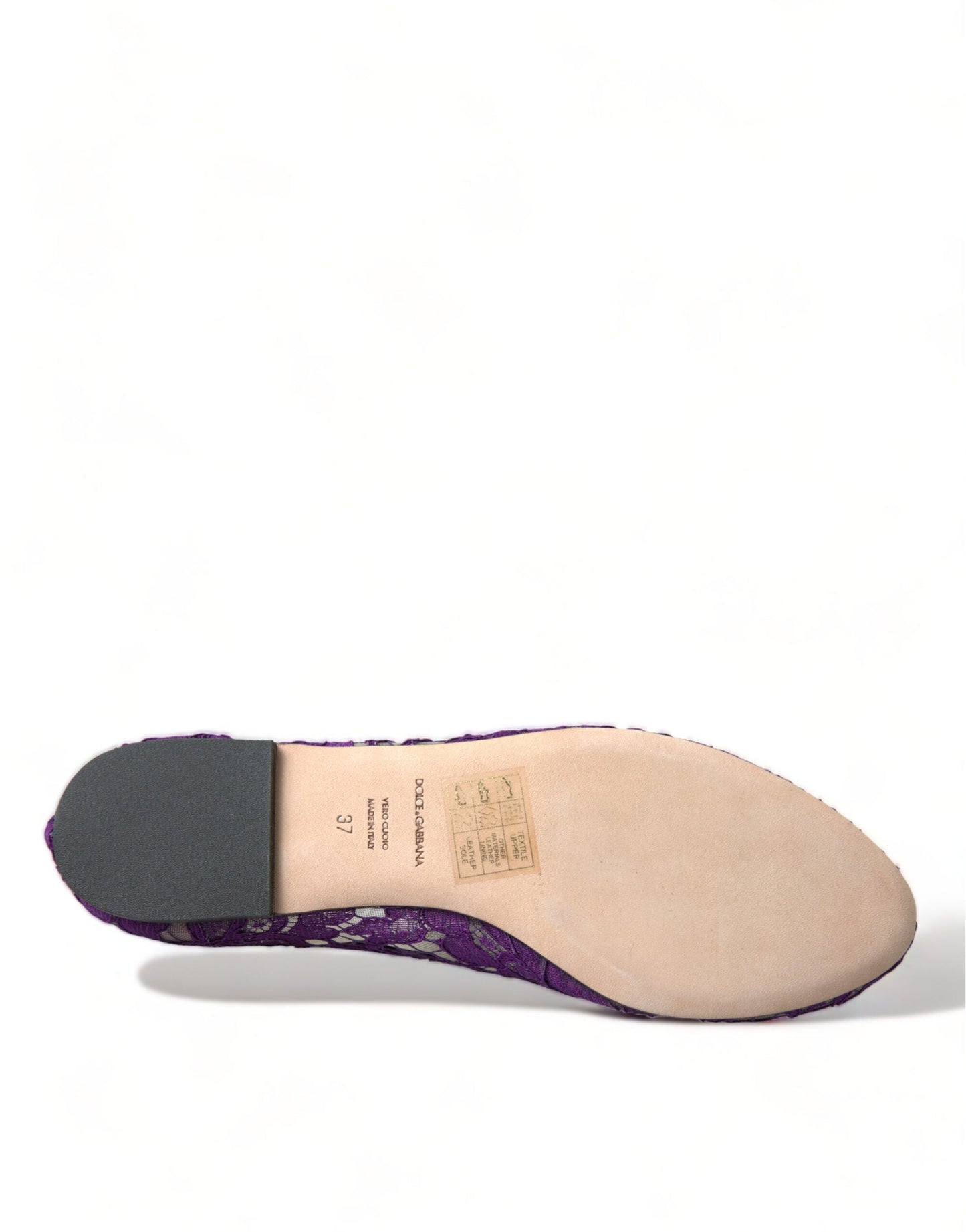 Dolce & Gabbana Purple Vally Taormina Lace Crystals Flats Women's Shoes