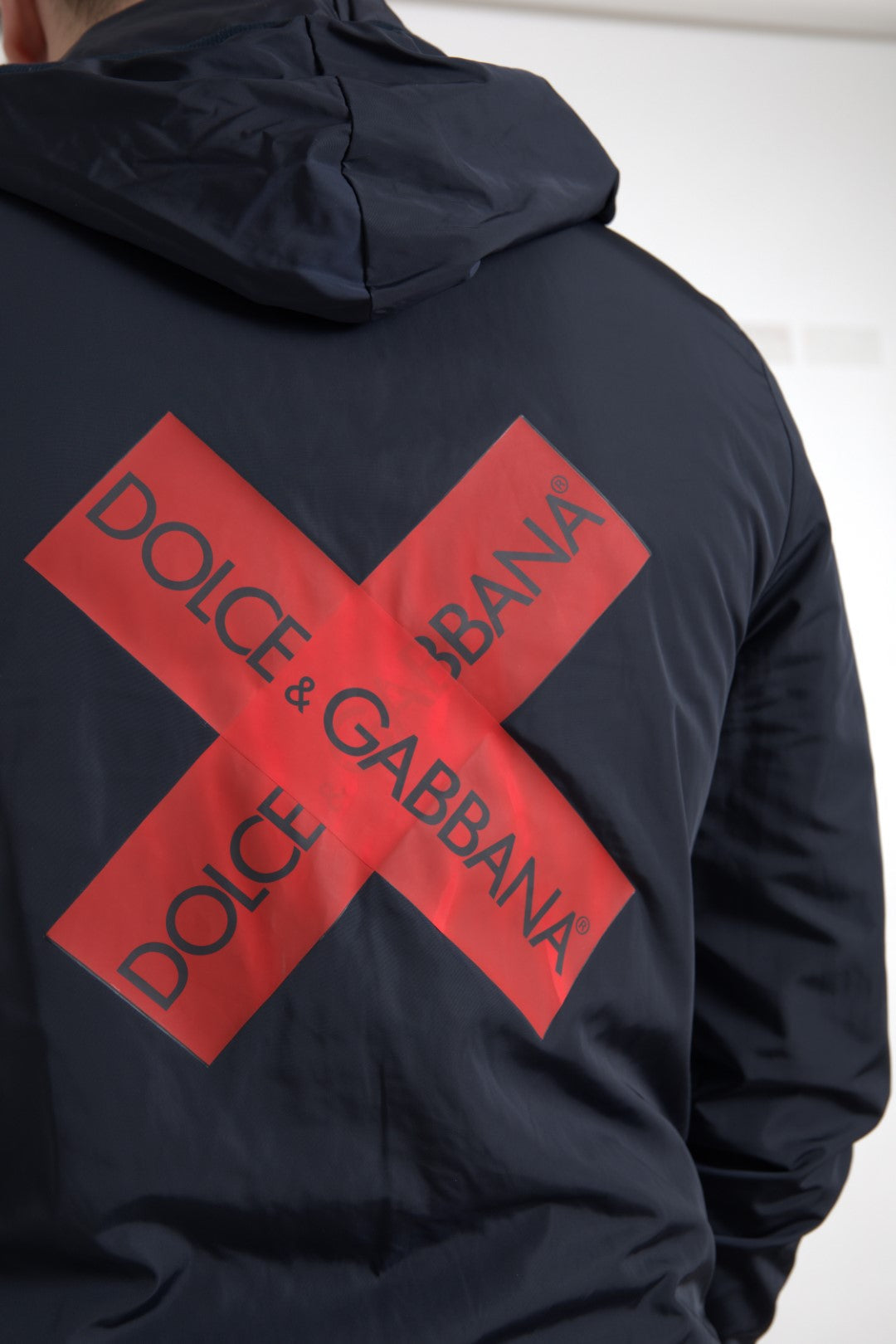 Dolce & Gabbana Blue Hooded Logo Polyester Full Zip Men's Sweater