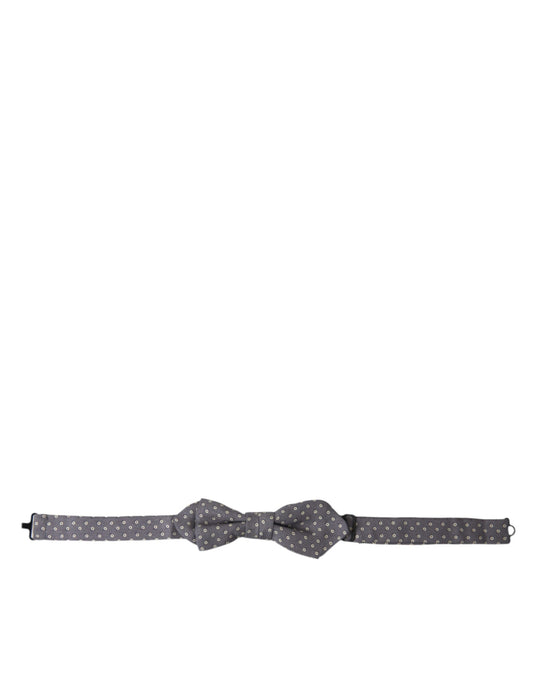 Dolce & Gabbana Gray Polka Dots Silk Adjustable Neck Papillon Bow Men's Tie