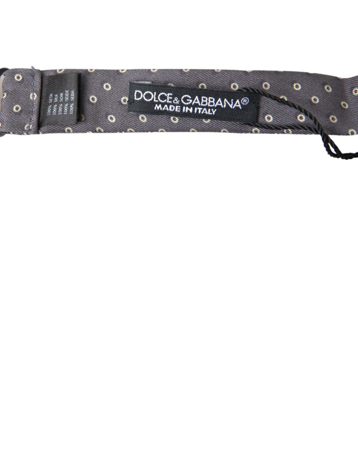 Dolce & Gabbana Gray Polka Dots Silk Adjustable Neck Papillon Bow Men's Tie