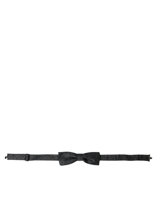 Dolce & Gabbana Gray Polka Dot Silk Adjustable Neck Men Papillon Bow Men's Tie